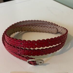 Red Skinny belt with Patterned cut outs